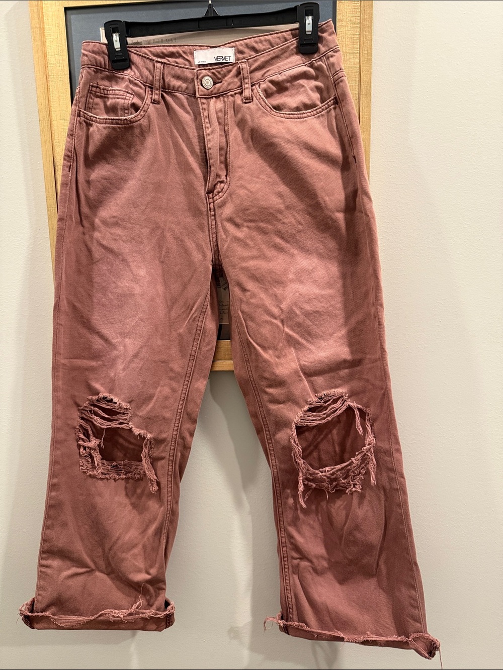 VervetDistressed High-Rise Ankle Jeans - brown